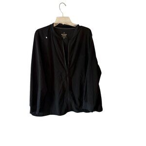 Beyond Scrubs Womens Black Zip-Up Jacket 2X Polyester Blend Ribbed Collar Long S